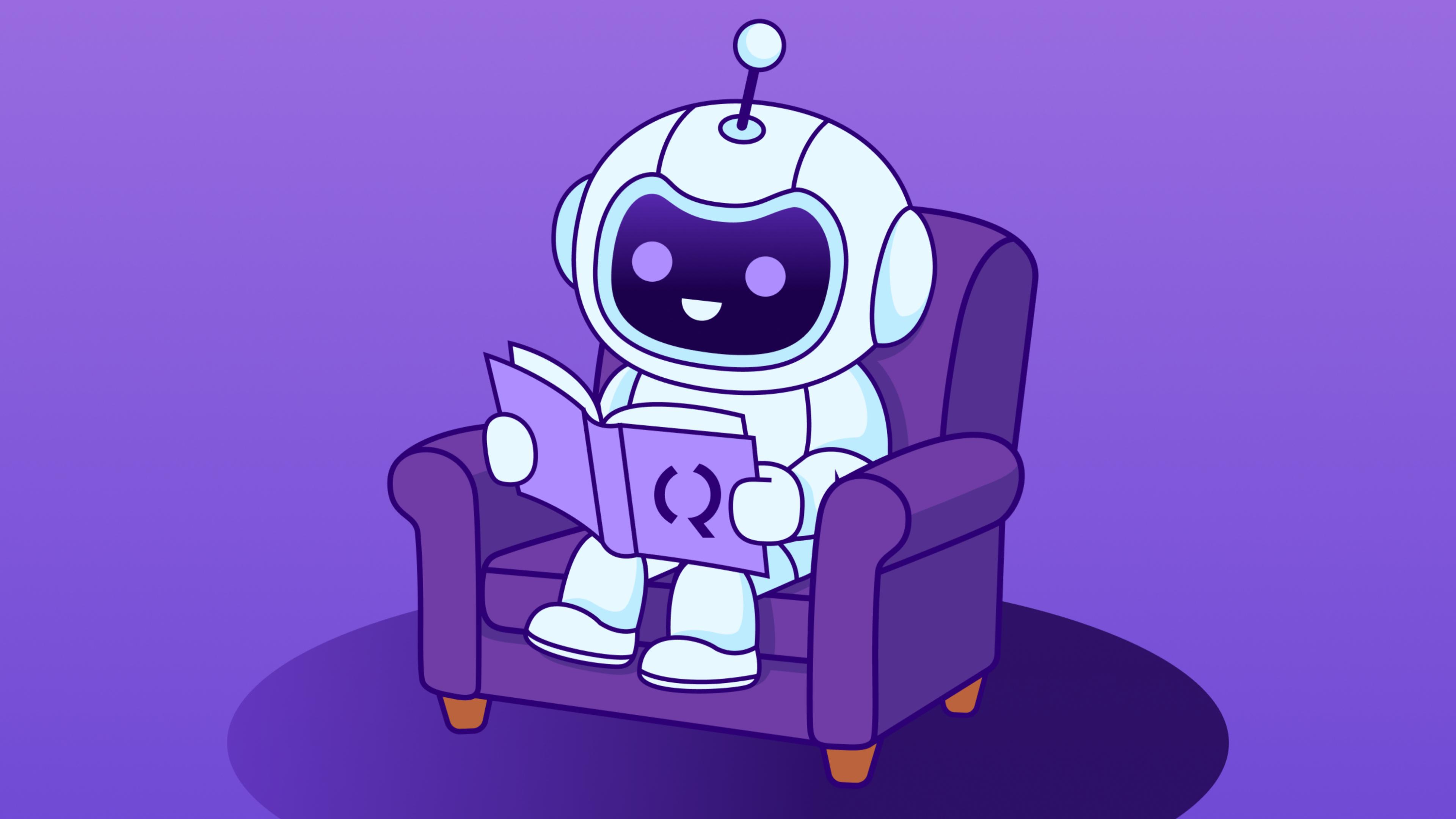 Robot reading a Quint book